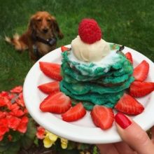 Gluten-free Patriotic Pancakes with strawberries